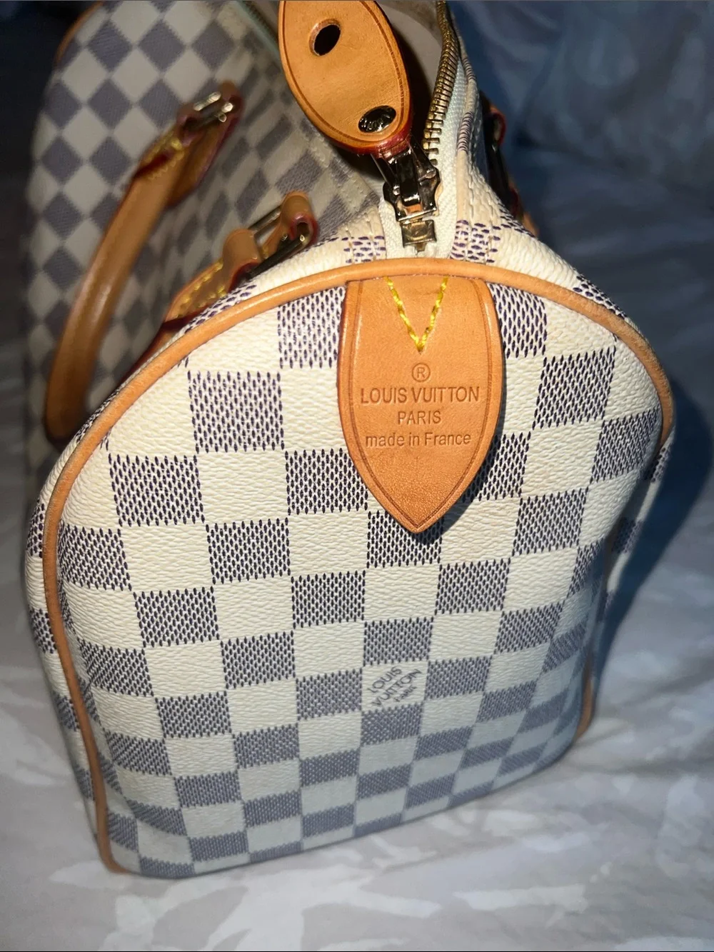 Checkered handbag - White/Blue Check